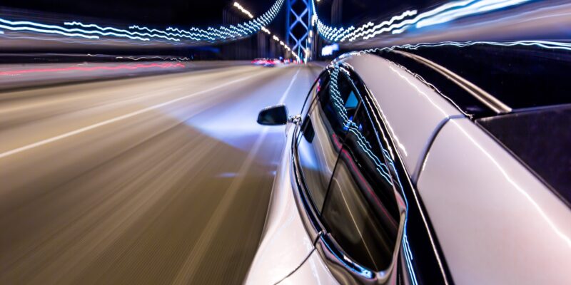 Tesla over Bay Bridge