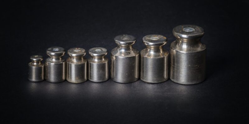 a set of small metal weights